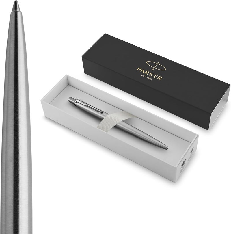 Parker Jotter Ballpoint Pen - Stainless Steel with Chrome Trim, Medium Point Blue Ink, Gift Box - Image 1